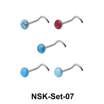 5 Silver Nose Stud Sets NSK-SET-07